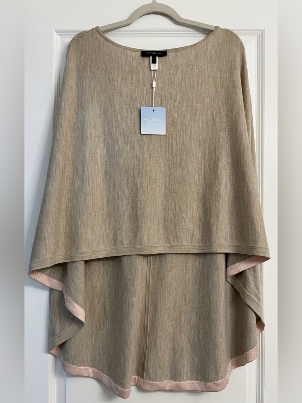 NWT St. John Stone Melange and Blush Draped Luxury Poncho Cape Women’s Size M/L